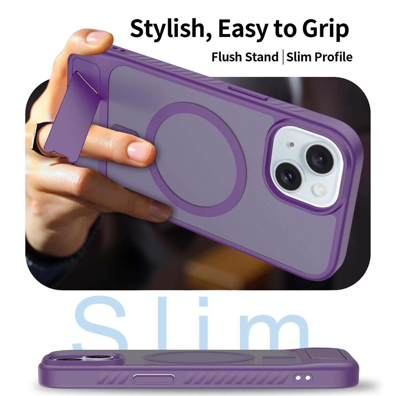 EDGE Mag Pro Case with Kickstand for Apple iPhone 17e / 16e / 15 / 14 / 13 - Purple - EDMGPRIPH15-PR-4.jpg