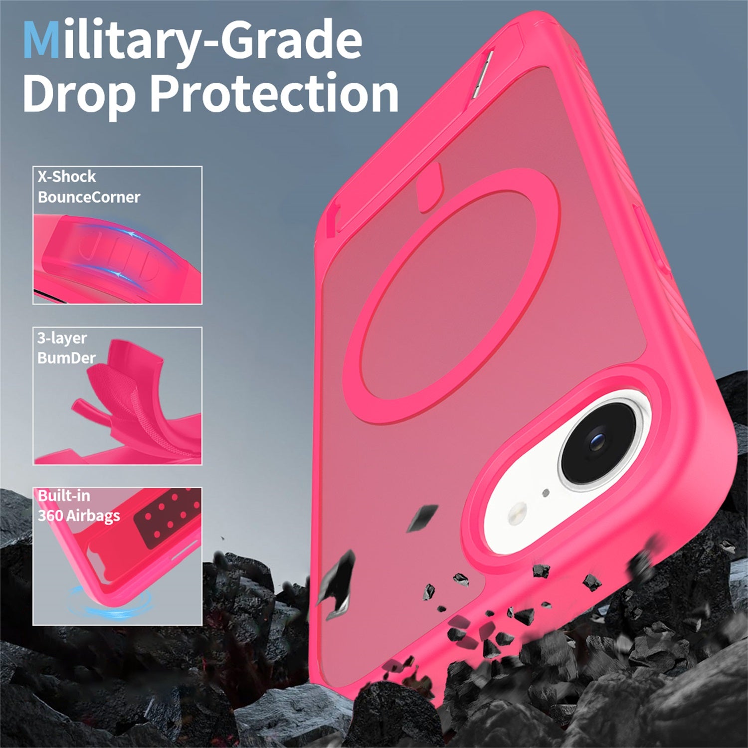 EDGE Mag Pro Case with Kickstand for Apple iPhone 17e / 16e - Hot Pink - EDMGPRIPH16E-HP-4.jpg