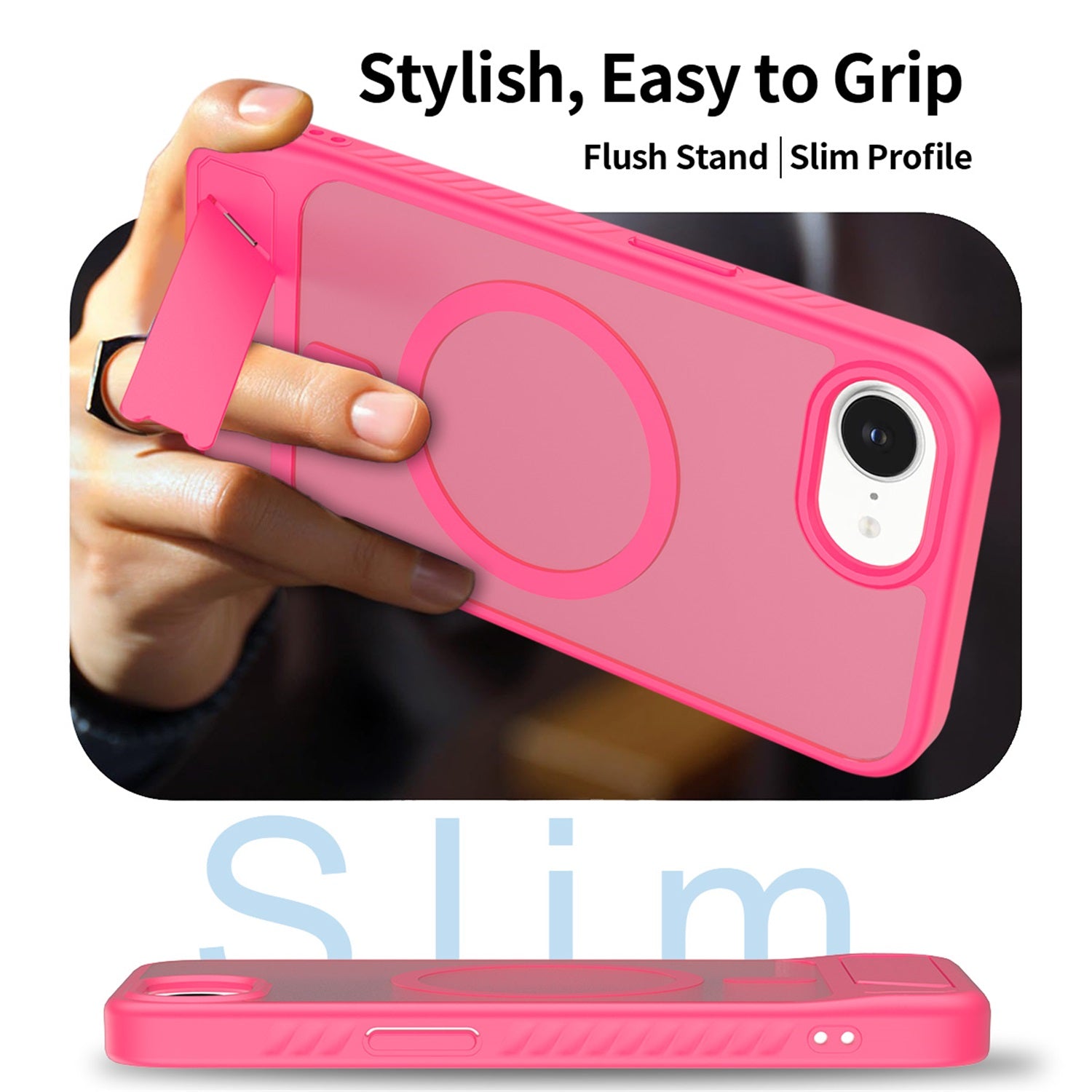 EDGE Mag Pro Case with Kickstand for Apple iPhone 17e / 16e - Hot Pink - EDMGPRIPH16E-HP-5.jpg