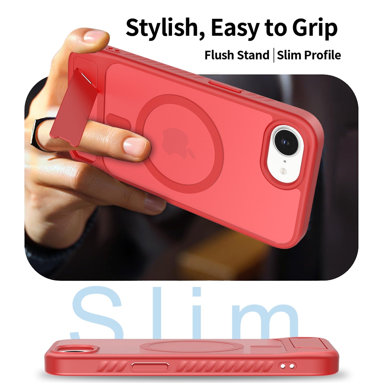 EDGE Mag Pro Case with Kickstand for Apple iPhone 17e / 16e - Red - EDMGPRIPH16E-RD-3.jpg