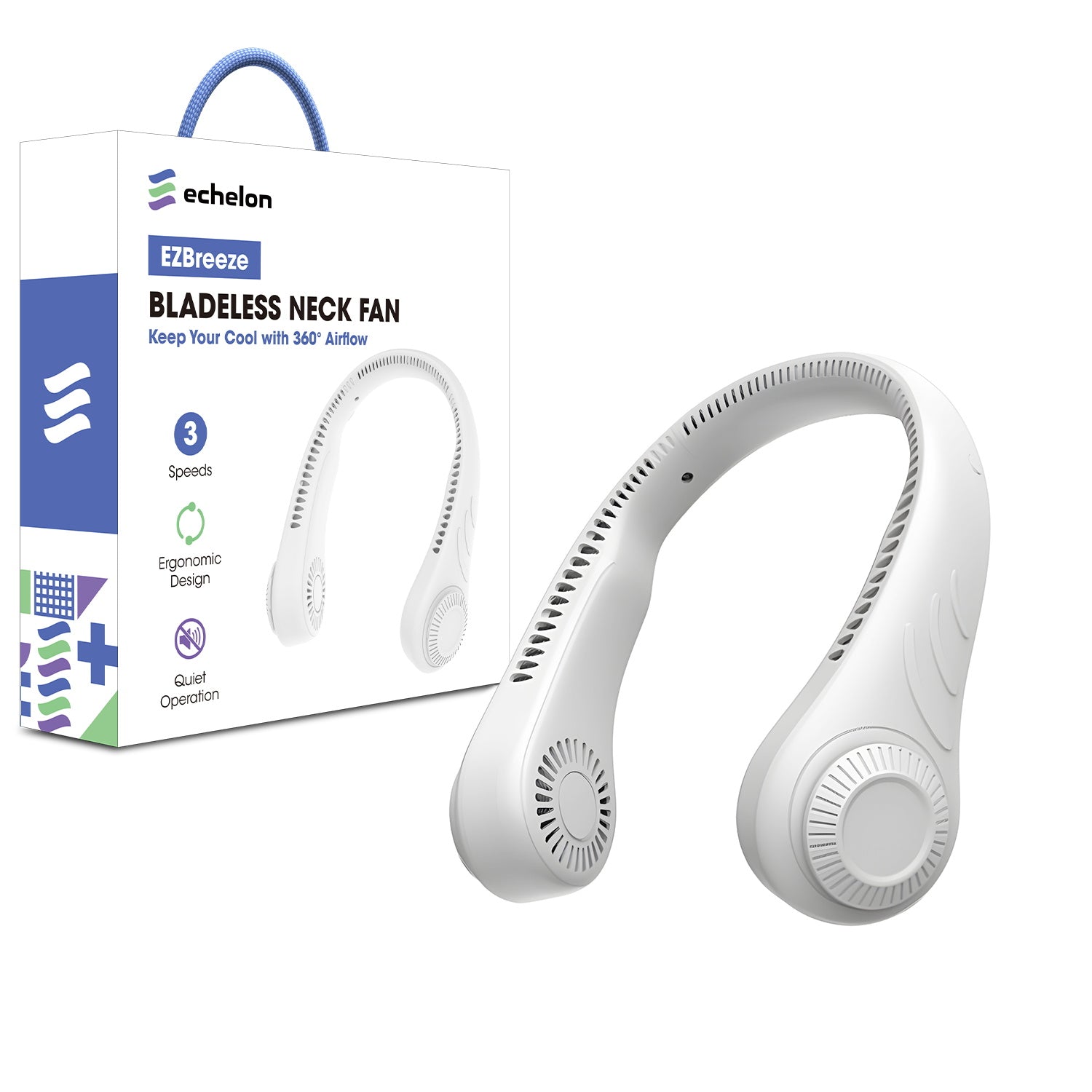 echelon EzBreeze Blade Less Neck Fan - White