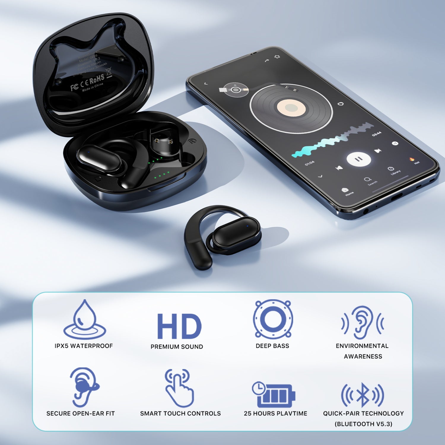 echelon RoundSound Open-Ear True Wireless Earbuds - Black - EFHSBTST211-5.jpg