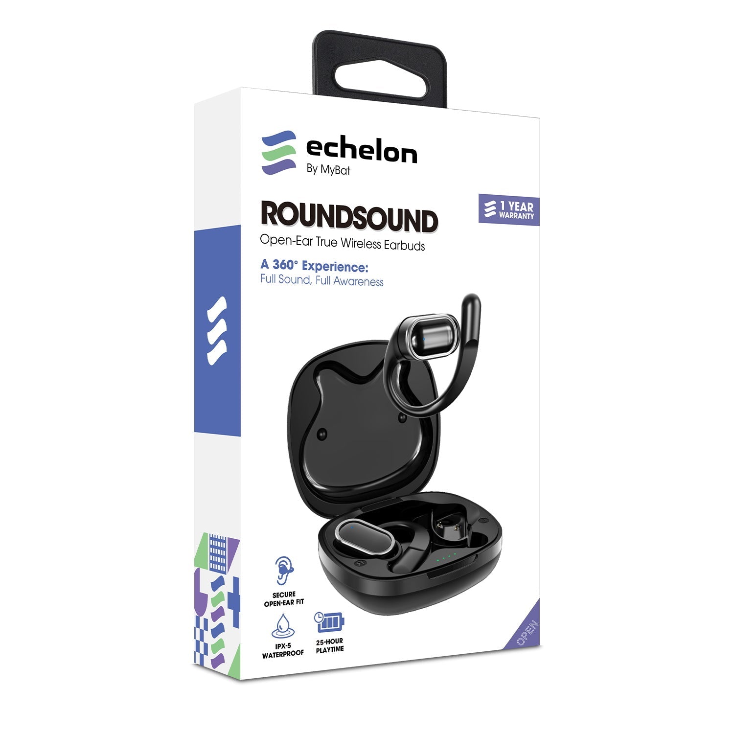 echelon RoundSound Open-Ear True Wireless Earbuds - Black