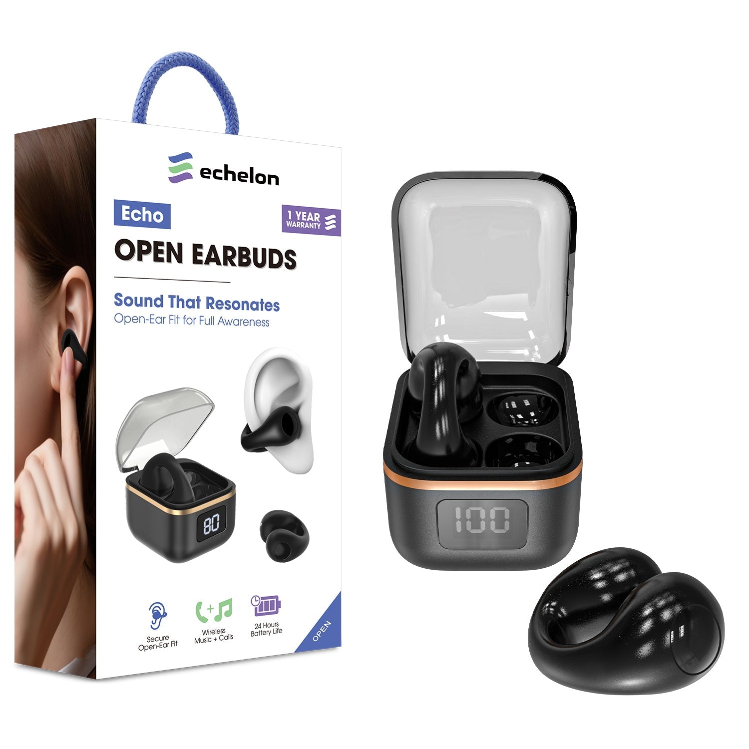 echelon Echo Open Earbuds - Black