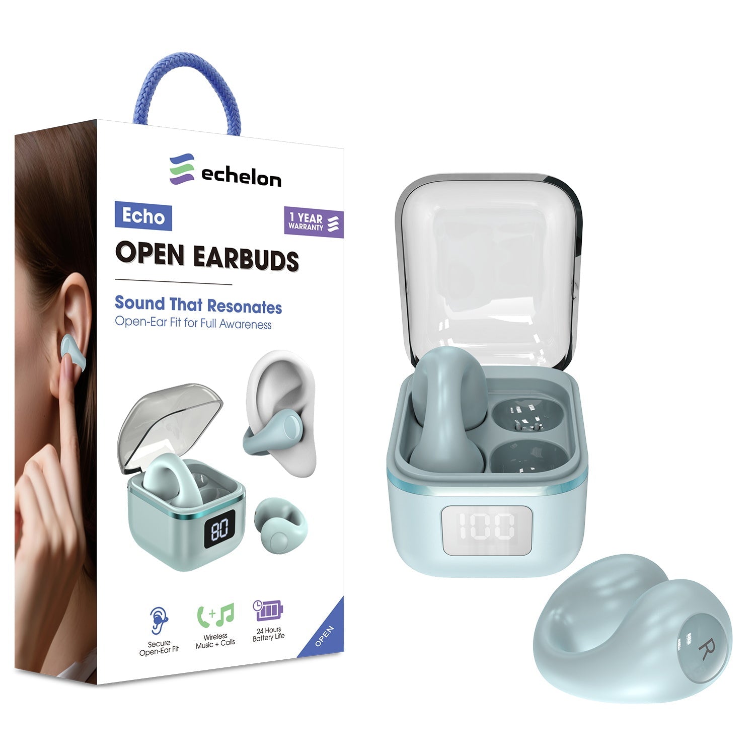 echelon Echo Open Earbuds - Blue