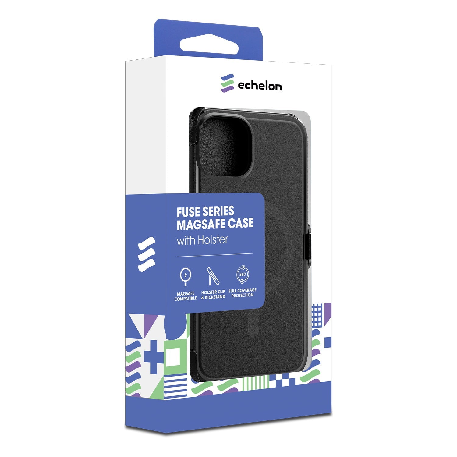 echelon Fuse Series MagSafe Case with Holster for Apple iPhone 17e / 16e / 14 / 13 - Black