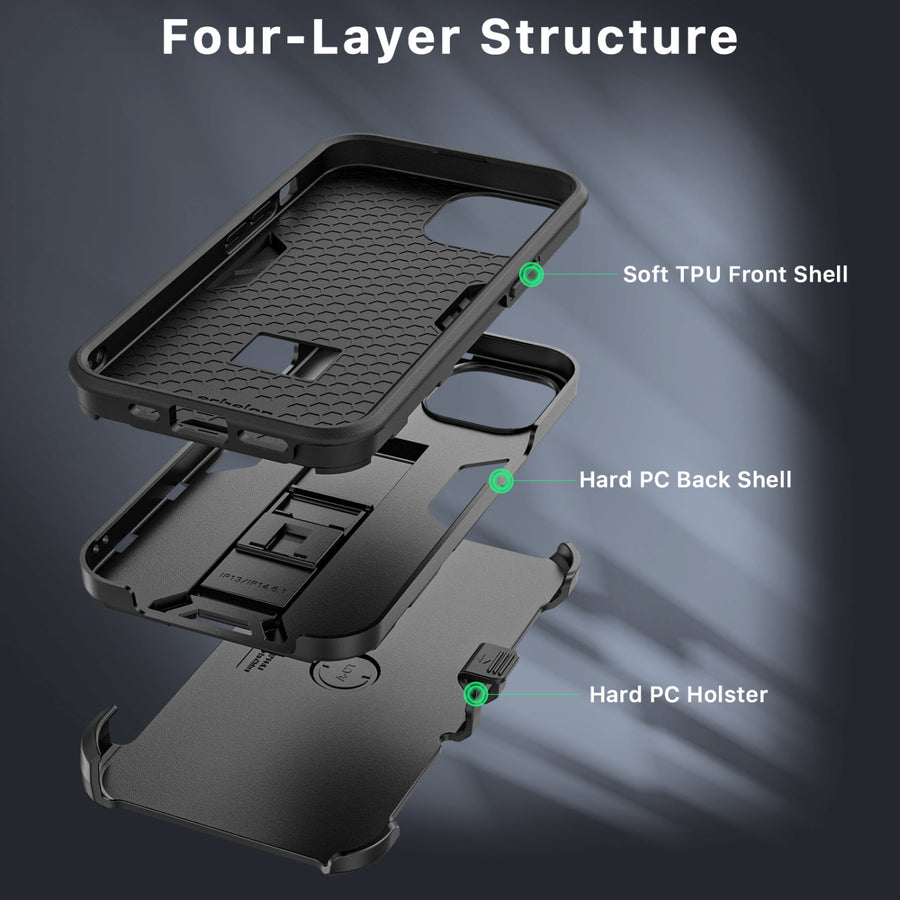 echelon Reflex Series Case with Holster for Apple iPhone 17e / 16e / 14 / 13 - Black - EIP13CSRSKS301-3.jpg
