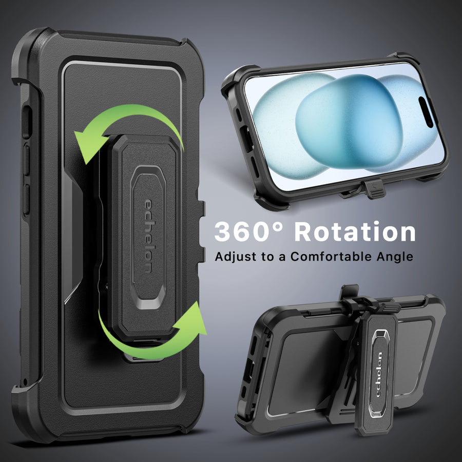 echelon Reflex Series Case with Holster for Apple iPhone 15 - Black - EIP15CSRSKS301-5.jpg