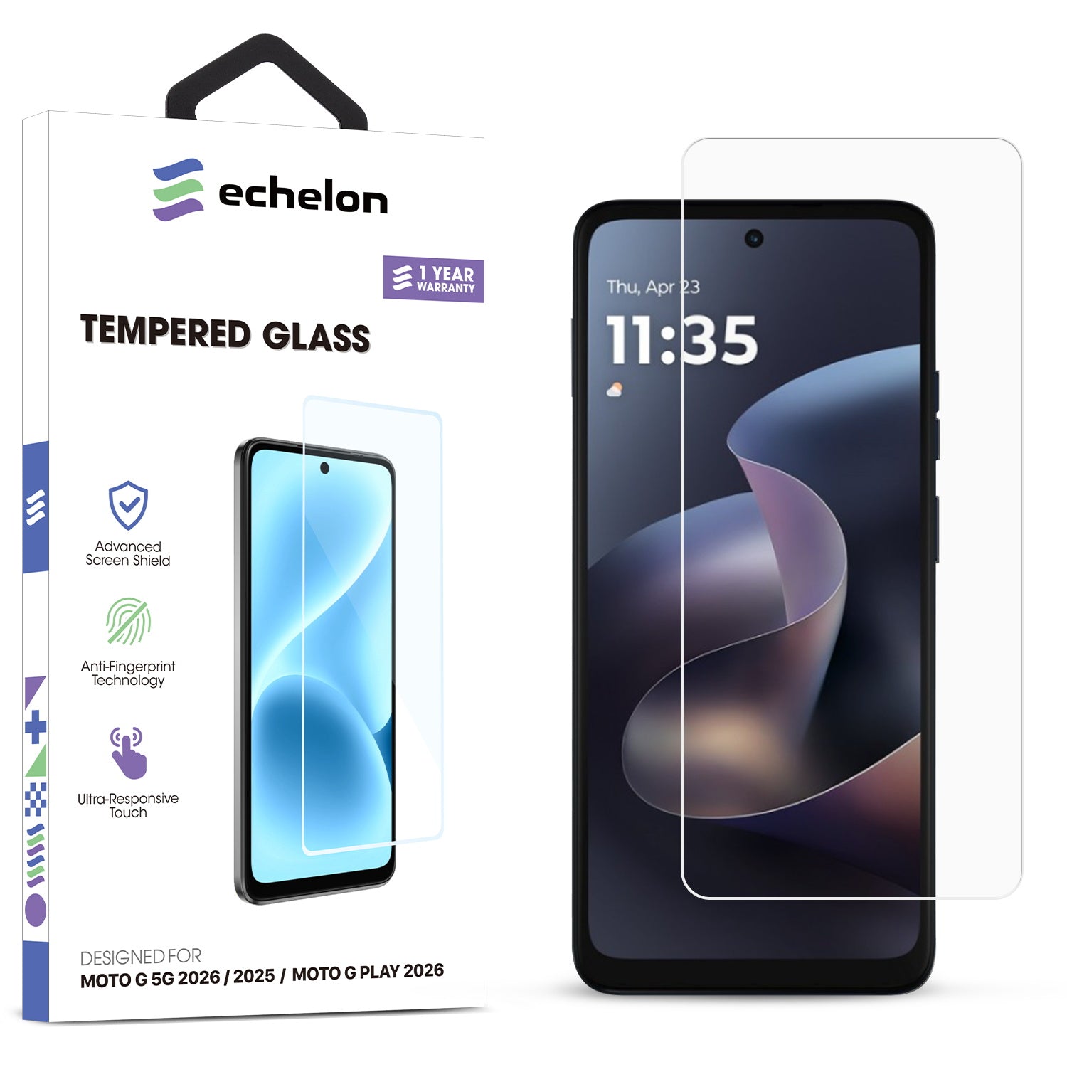 echelon Tempered Glass Screen Protector (2.5D) for Motorola Moto G 5G (2026)/Moto G Play (2026) / Moto G 5G (2025) - Clear