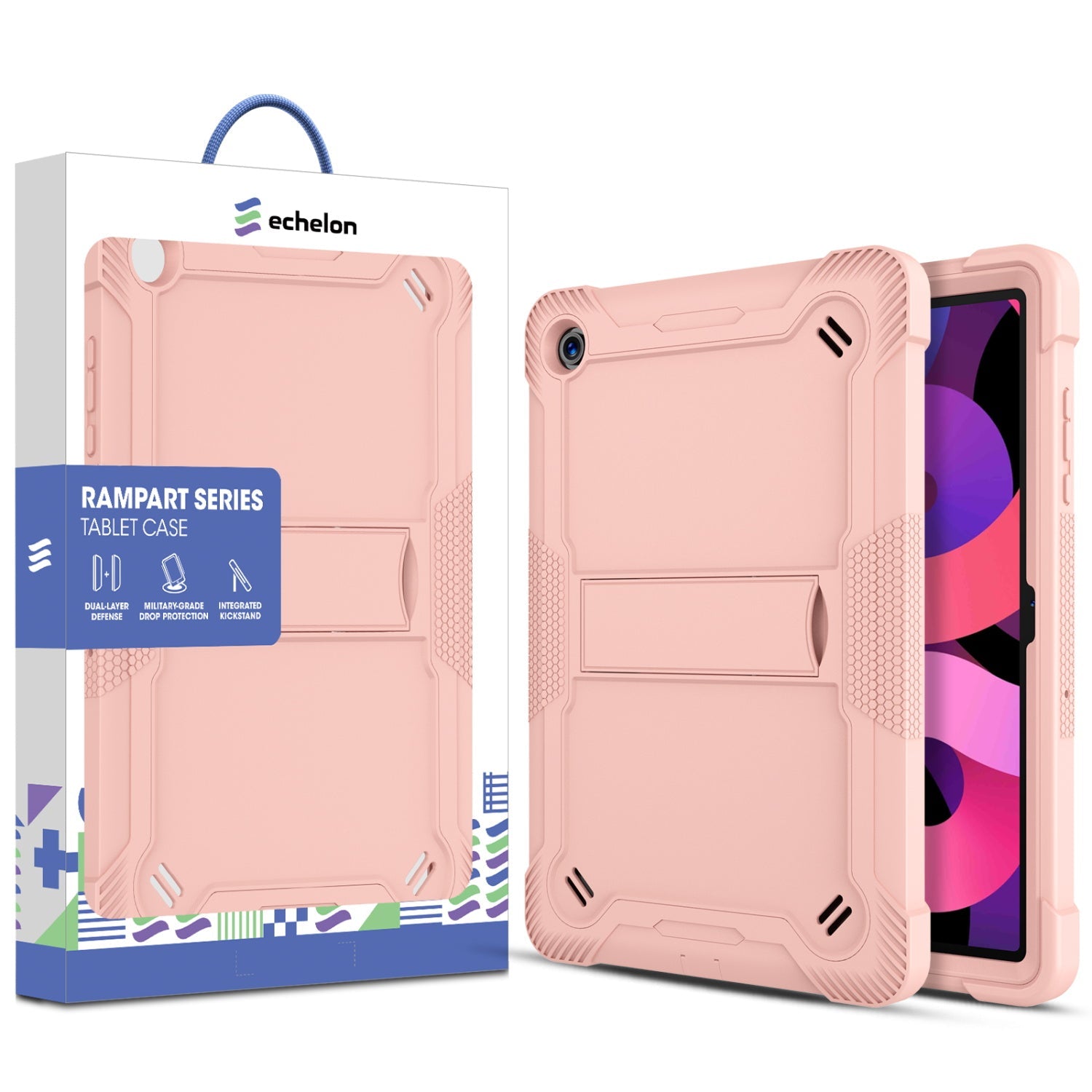 echelon Rampart Series Rugged Tablet Case with Kickstand for Samsung Galaxy Tab A11+ 5G / Galaxy Tab A9+ 5G - Pink / Pink