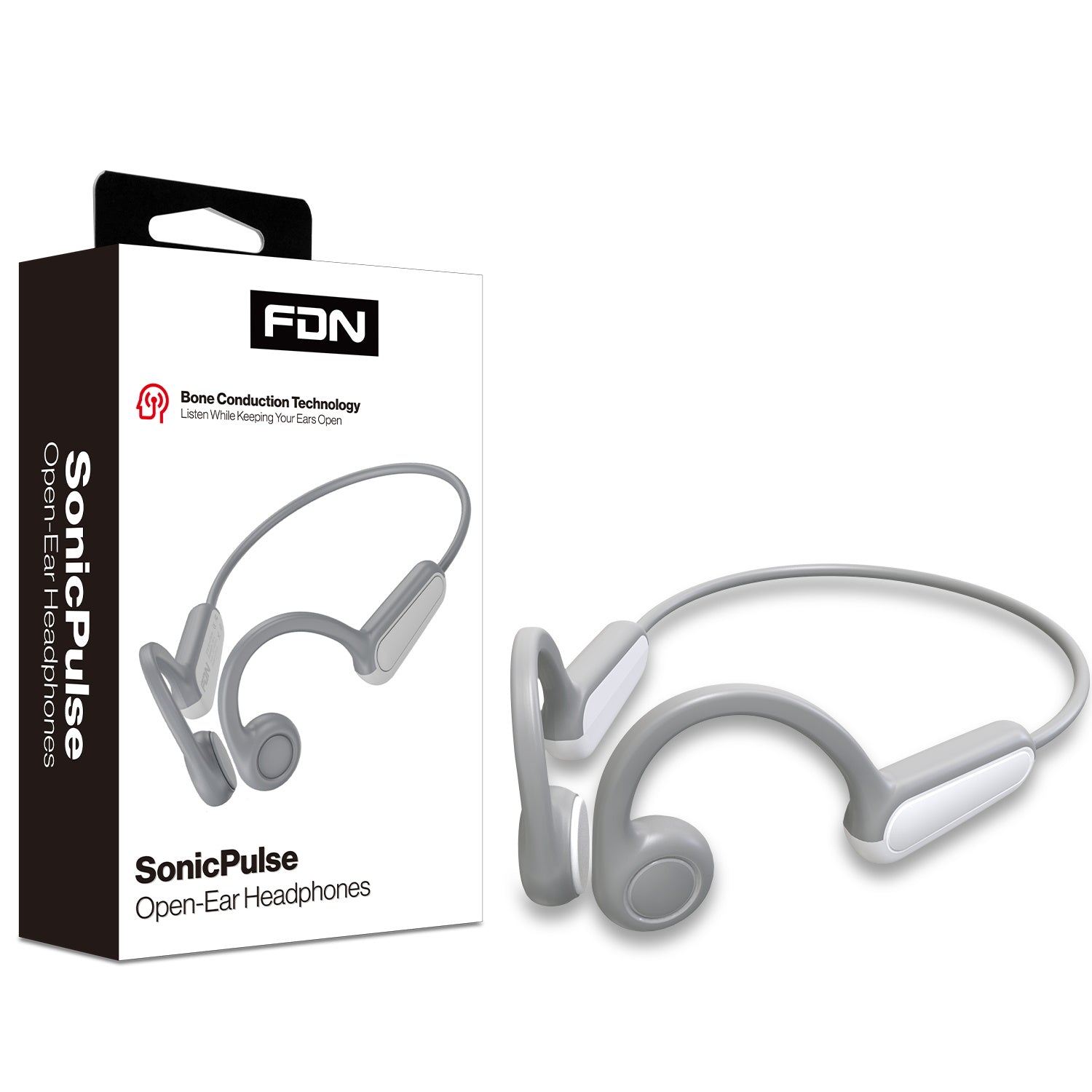 FDN SonicPulse Open-Ear Bone Conduction Headphones – Grey