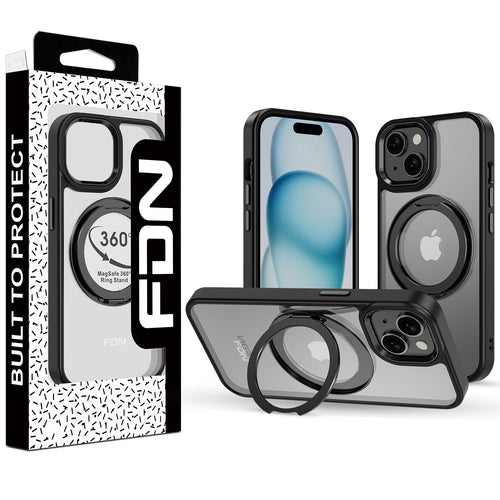 FDN RingRound 360° Kickstand Case w/ MagSafe for Apple iPhone 15 - Black - FIP15CSFGMS331-1.jpg