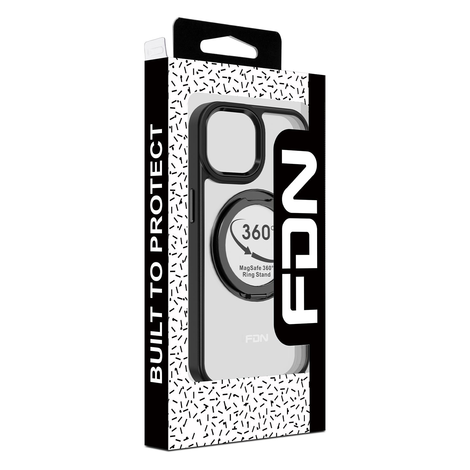 FDN RingRound 360° Kickstand Case w/ MagSafe for Apple iPhone 15 - Black