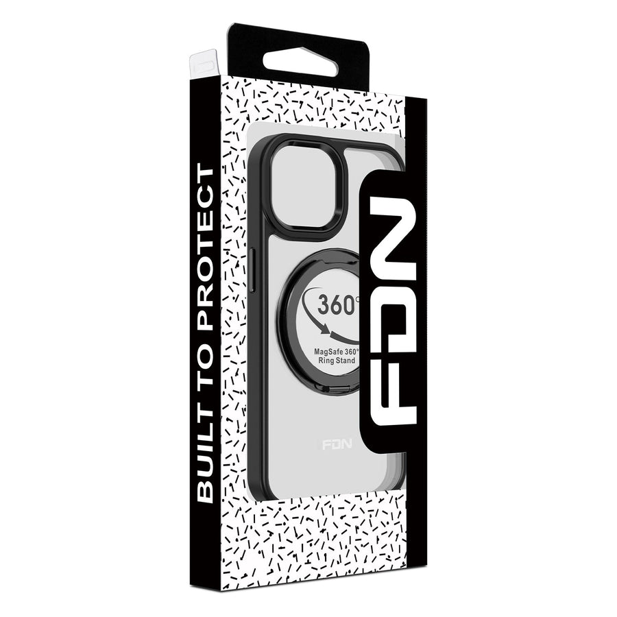 FDN RingRound 360° Kickstand Case w/ MagSafe for Apple iPhone 15 - Black