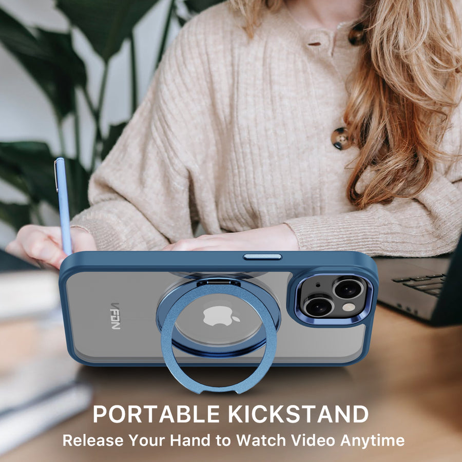 FDN RingRound 360° Kickstand Case w/ MagSafe for Apple iPhone 15 - Blue - FIP15CSFGMS332-6.jpg