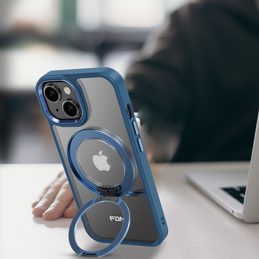 FDN RingRound 360° Kickstand Case w/ MagSafe for Apple iPhone 15 - Blue - FIP15CSFGMS332-7.jpg