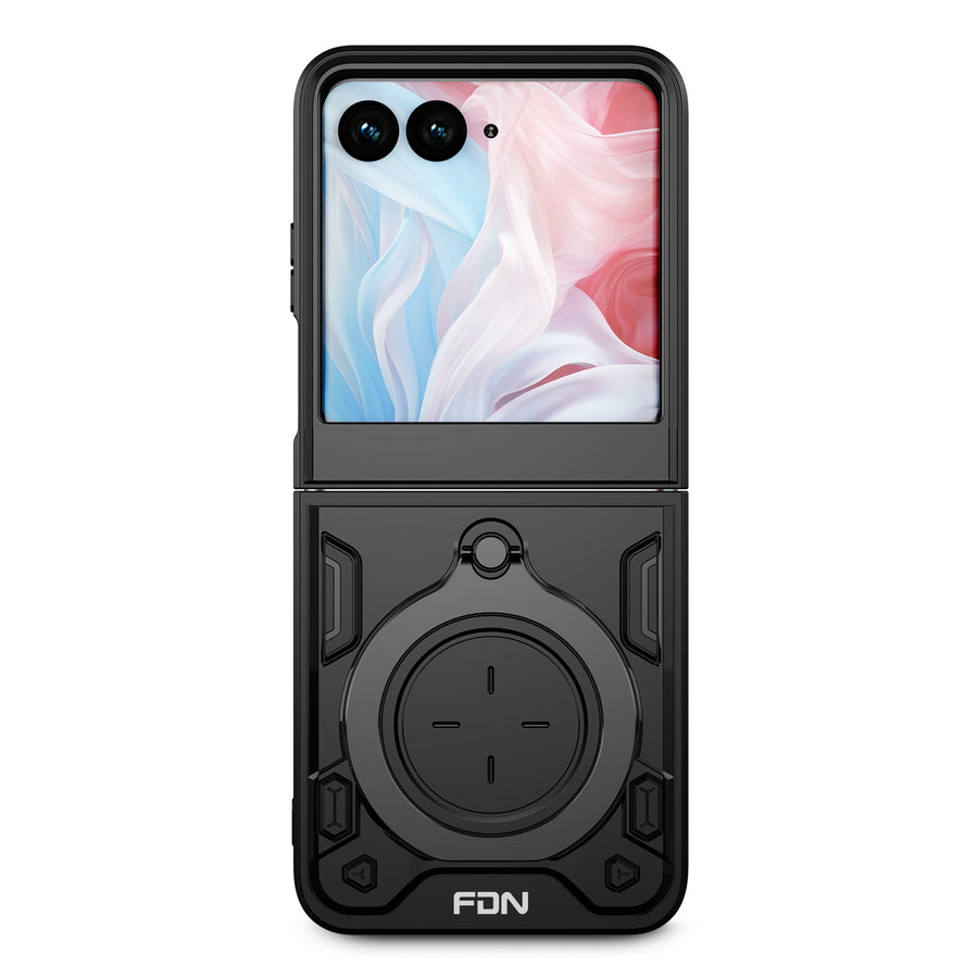 FDN Anti-Drop Hybrid Protector Case (with Ring Stand) for Motorola razr (2024) - Black / Black - FMRAZR4CSFSSS671-3.jpg