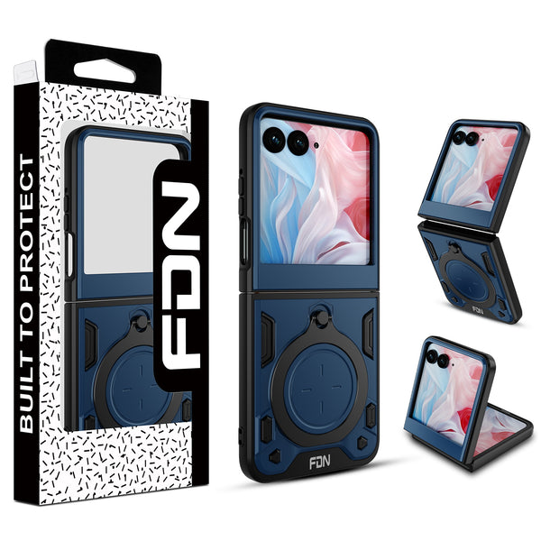 FDN Anti-Drop Hybrid Protector Case (with Ring Stand) for Motorola razr (2024) - Blue / Black - FMRAZR4CSFSSS672-1.jpg