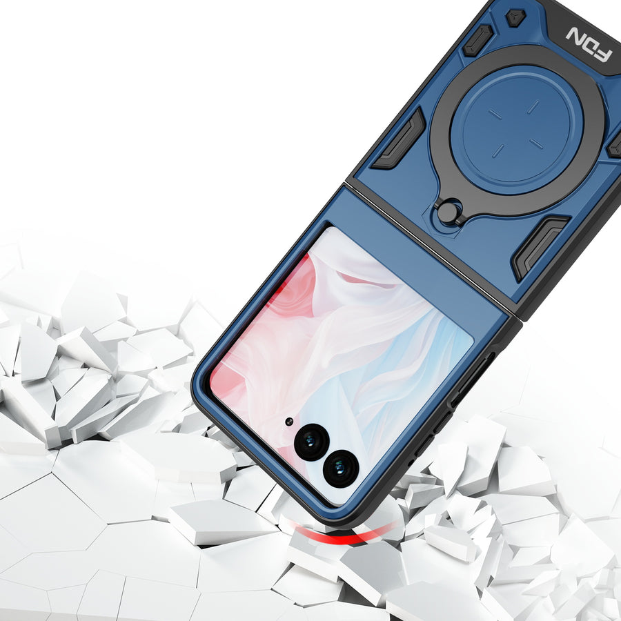 FDN Anti-Drop Hybrid Protector Case (with Ring Stand) for Motorola razr (2024) - Blue / Black - FMRAZR4CSFSSS672-5.jpg