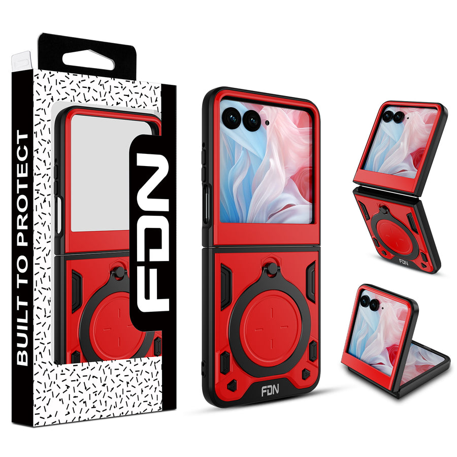 FDN Anti-Drop Hybrid Protector Case (with Ring Stand) for Motorola razr (2024) - Red / Black - FMRAZR4CSFSSS673-1.jpg