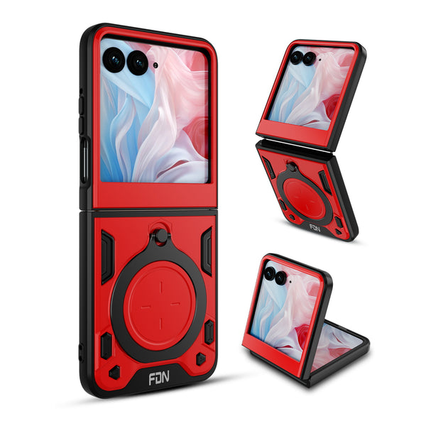 FDN Anti-Drop Hybrid Protector Case (with Ring Stand) for Motorola razr (2024) - Red / Black - FMRAZR4CSFSSS673-2.jpg