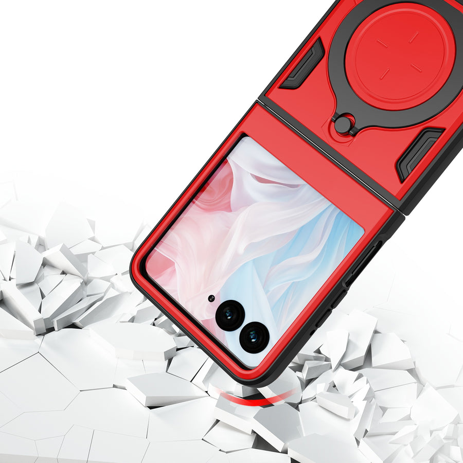 FDN Anti-Drop Hybrid Protector Case (with Ring Stand) for Motorola razr (2024) - Red / Black - FMRAZR4CSFSSS673-5.jpg