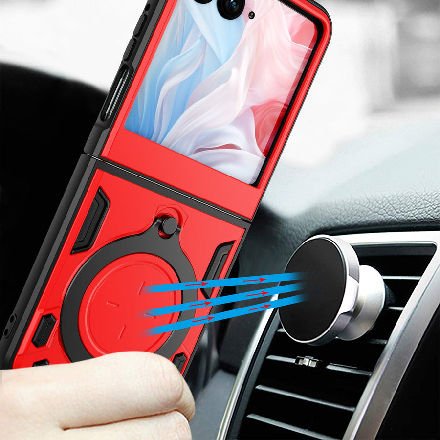 FDN Anti-Drop Hybrid Protector Case (with Ring Stand) for Motorola razr (2024) - Red / Black - FMRAZR4CSFSSS673-9.jpg