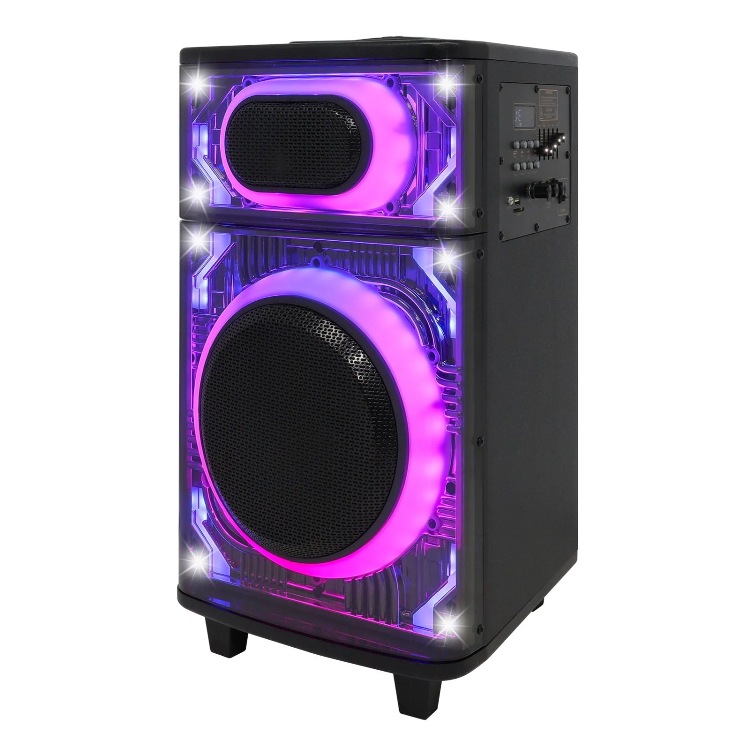 MaxPower GLOW 10 Bluetooth Karaoke Speaker with 10" Sub Woofer, Microphone and LED Lights - Black