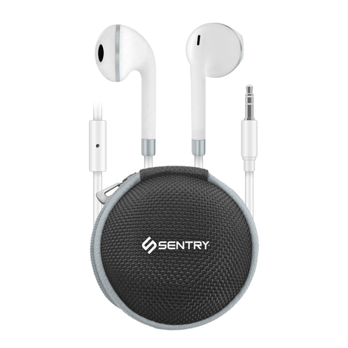 Sentry Elements Wired Ear Buds with Zipper Carrying Case - WHITE - HM128Z-1.jpg