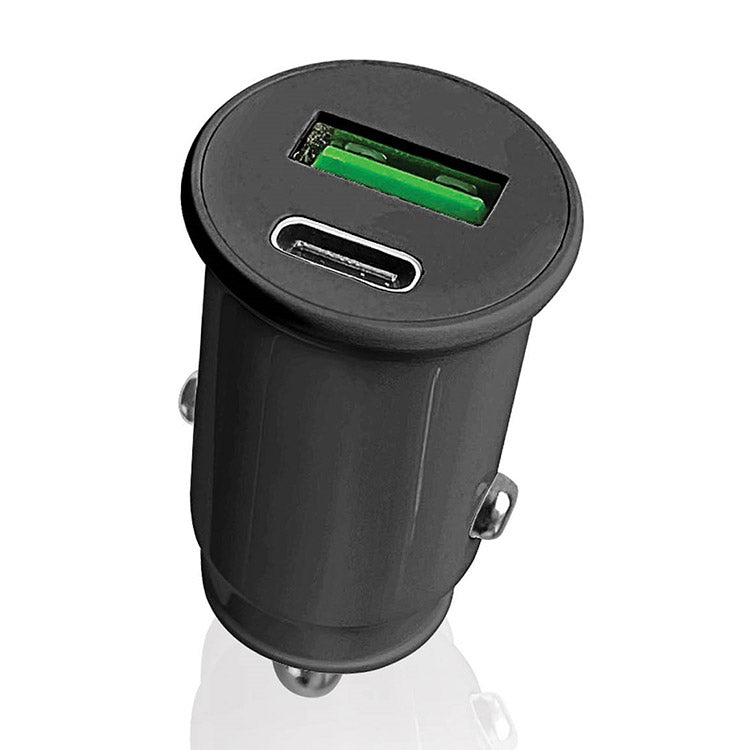 Dual Port Car Charger w. USB-C & USB-A