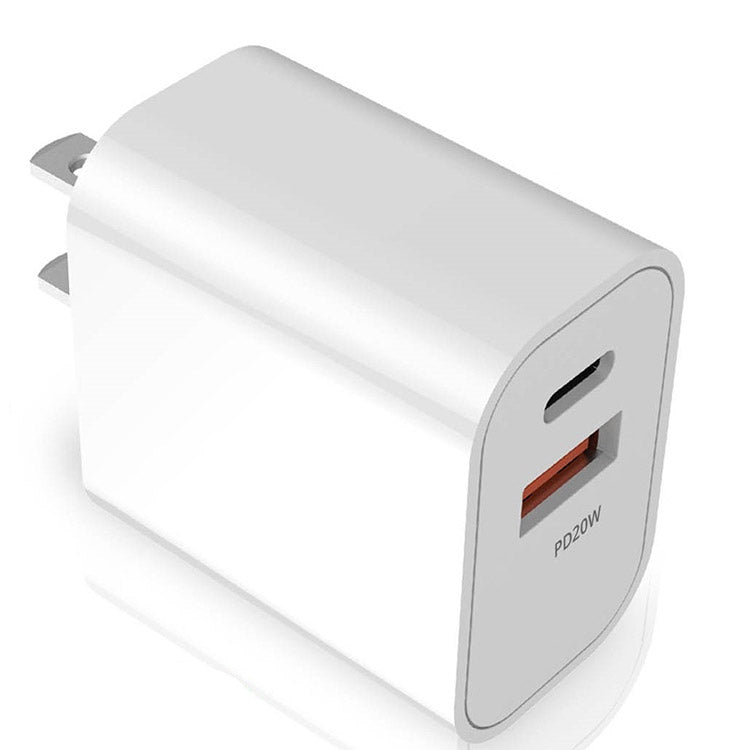 PD 20w Dual Port Wall Charger w. USB-C & USB-A