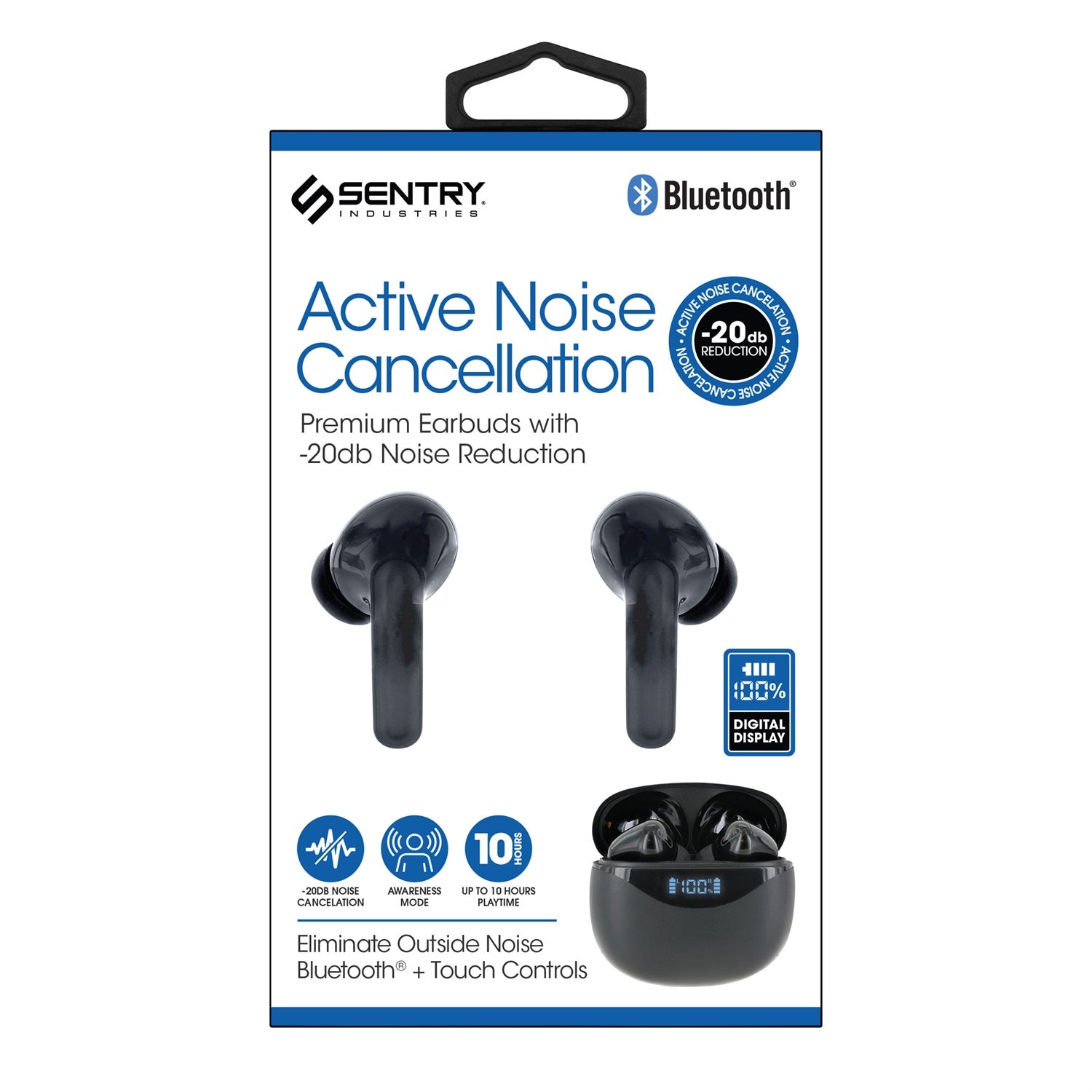 Sentry Active Noise Cancelling Bluetooth True Wireless Buds - Black - HPX-BTA255-2.jpg