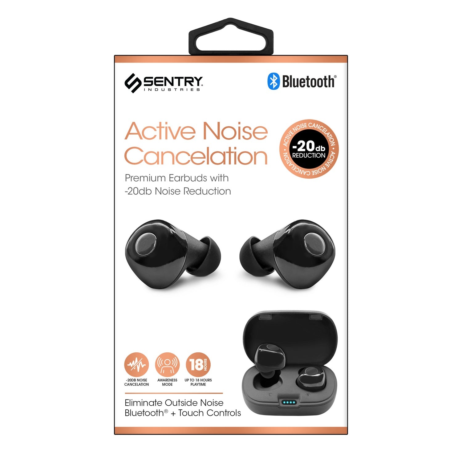 Sentry Active Noise Cancelling Bluetooth True Wireless Dots - Black