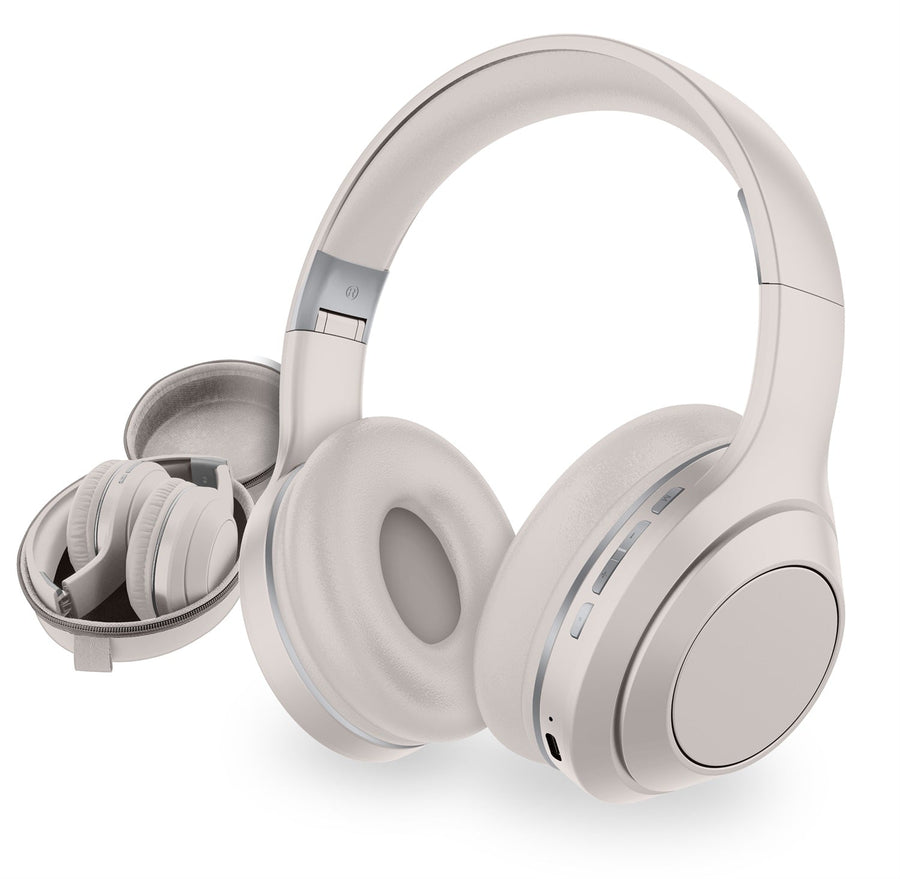 Sentry Active Noise Cancelling Bluetooth Headphones with Zipper Carrying Case - Sand