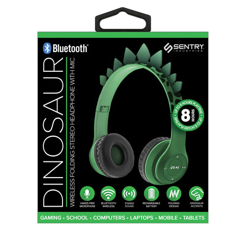 Sentry Bluetooth Dinosaur Headphones - Green - HPX-BTDINO-2.jpg