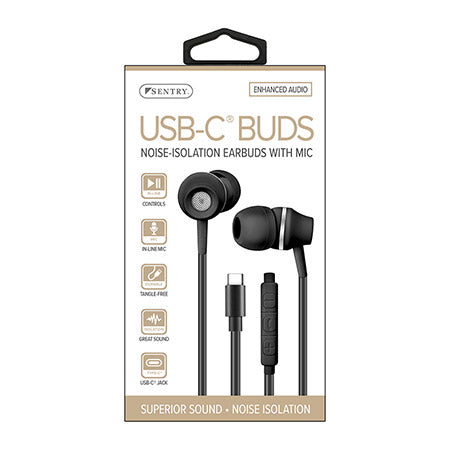 USB-C Plug Ear Buds w. Mic Black