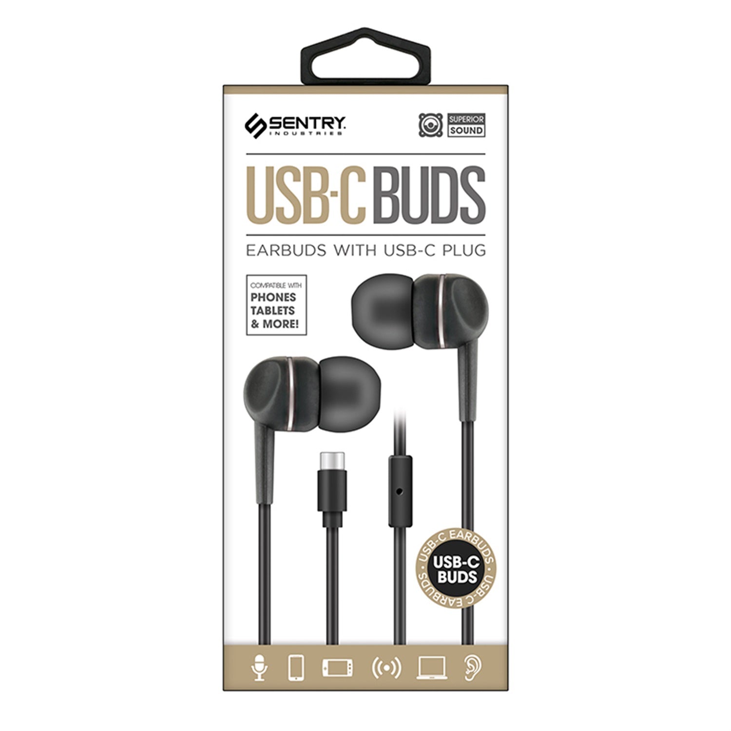 Sentry USB-C Earbuds w/ Microphone - Black - HPX-IC116-2.jpg