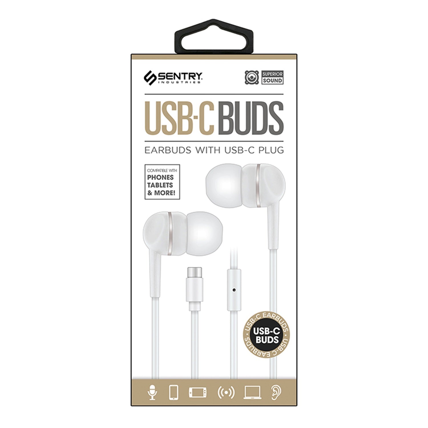 Sentry USB-C Earbuds w/ Microphone - White - HPX-IC116WH-2.jpg