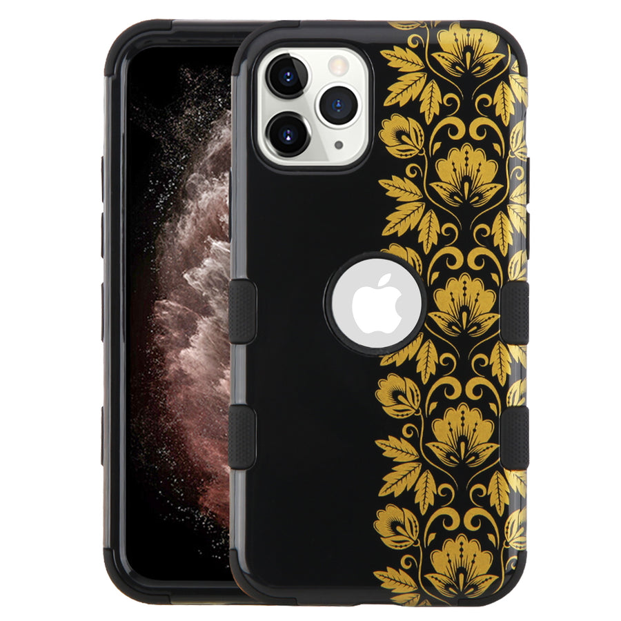 MyBat TUFF Series Case for Apple iPhone 11 Pro Max - Gold Floral Stripe / Black - IP11MHPCTUFFIM1050-2.jpg