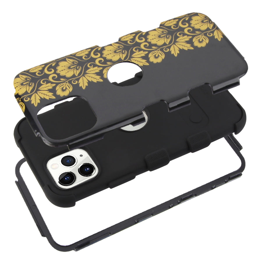 MyBat TUFF Series Case for Apple iPhone 11 Pro Max - Gold Floral Stripe / Black - IP11MHPCTUFFIM1050-3.jpg