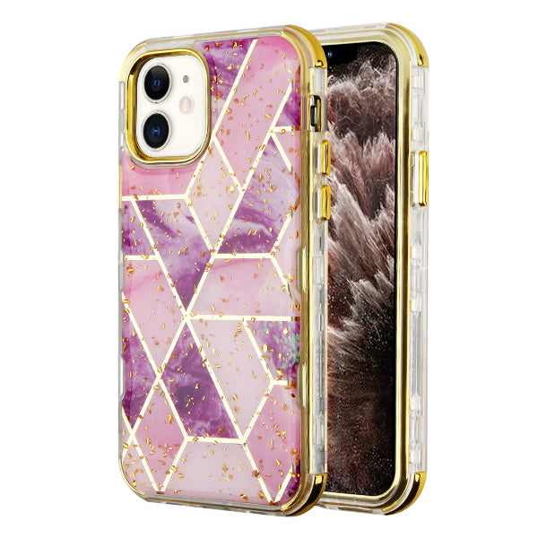 MyBat TUFF Kleer Hybrid Case for Apple iPhone 11 - Electroplated Purple Marble / Electroplating Gold - IP11RHPCTUFFKIM052-1.JPG