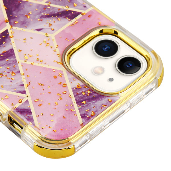 MyBat TUFF Kleer Hybrid Case for Apple iPhone 11 - Electroplated Purple Marble / Electroplating Gold - IP11RHPCTUFFKIM052-3.JPG
