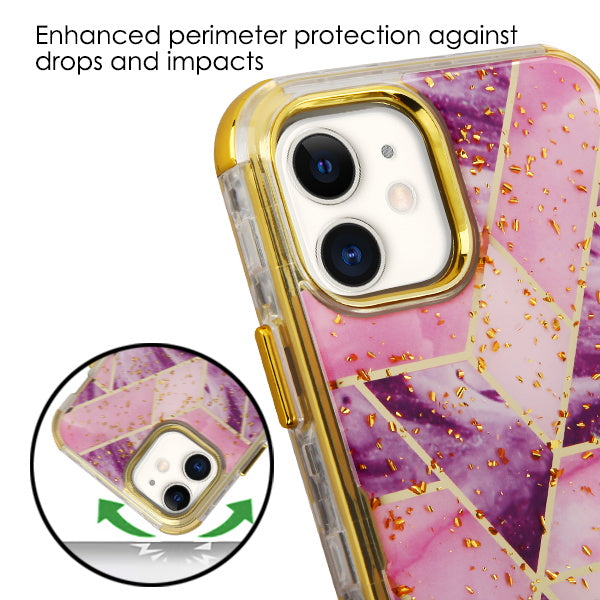 MyBat TUFF Kleer Hybrid Case for Apple iPhone 11 - Electroplated Purple Marble / Electroplating Gold - IP11RHPCTUFFKIM052-5.JPG