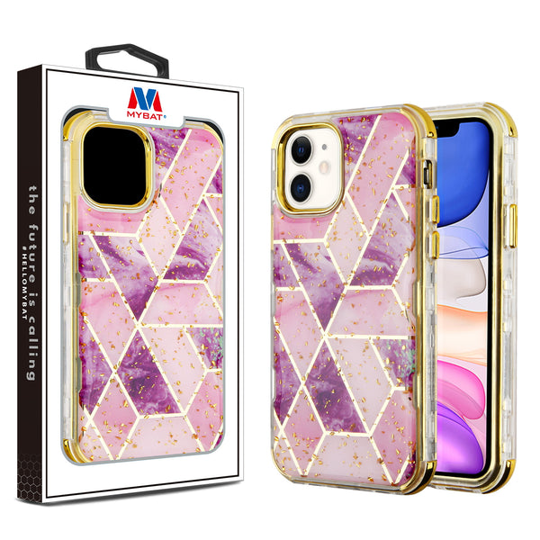 MyBat TUFF Kleer Hybrid Case for Apple iPhone 11 - Electroplated Purple Marble / Electroplating Gold - IP11RHPCTUFFKIM052.JPG