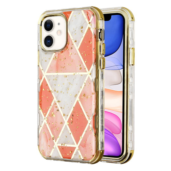 MyBat TUFF Kleer Hybrid Case for Apple iPhone 11 - Electroplated Pink Marble / Electroplating Gold - IP11RHPCTUFFKIM053-1.JPG