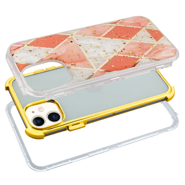 MyBat TUFF Kleer Hybrid Case for Apple iPhone 11 - Electroplated Pink Marble / Electroplating Gold - IP11RHPCTUFFKIM053-2.JPG