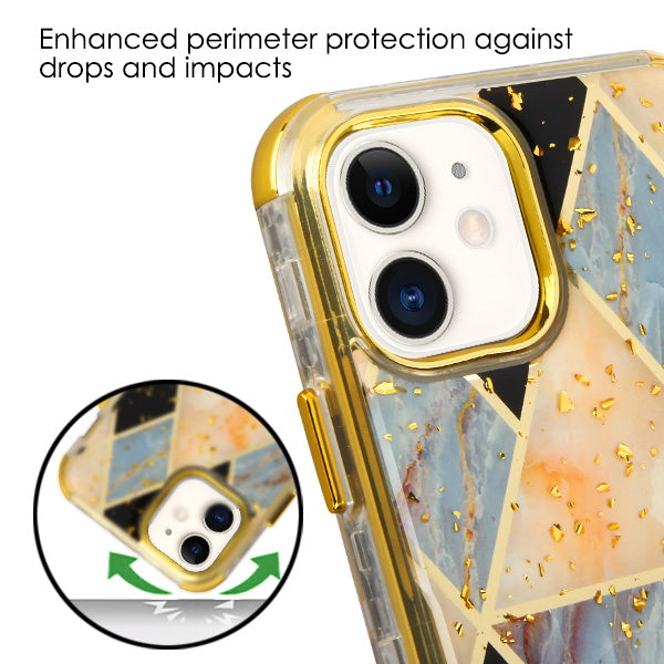 MyBat TUFF Kleer Hybrid Case for Apple iPhone 11 - Electroplated Blue Marble / Electroplating Gold - IP11RHPCTUFFKIM054-5.JPG