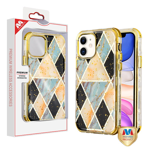 MyBat TUFF Kleer Hybrid Case for Apple iPhone 11 - Electroplated Blue Marble / Electroplating Gold - IP11RHPCTUFFKIM054.JPG