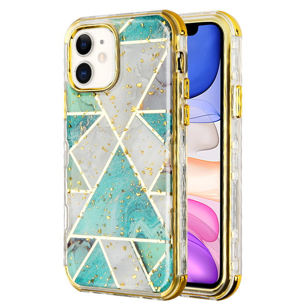 MyBat TUFF Kleer Hybrid Case for Apple iPhone 11 - Electroplated Green Marble / Electroplating Gold - IP11RHPCTUFFKIM055-1.JPG