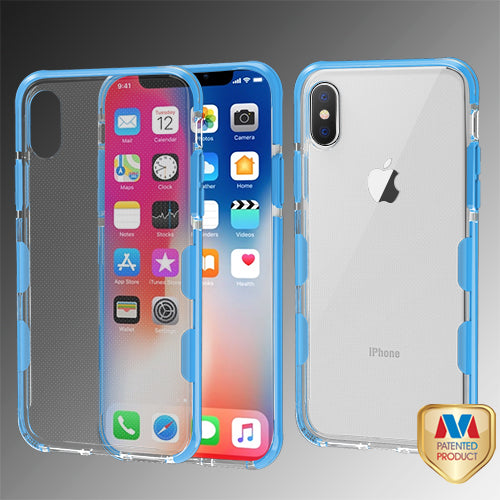 MyBat Bumper Guard Candy Skin Cover for Apple iPhone XS/X - Transparent Clear / Blue - IPHONEXCASKCA656WP-1.jpg